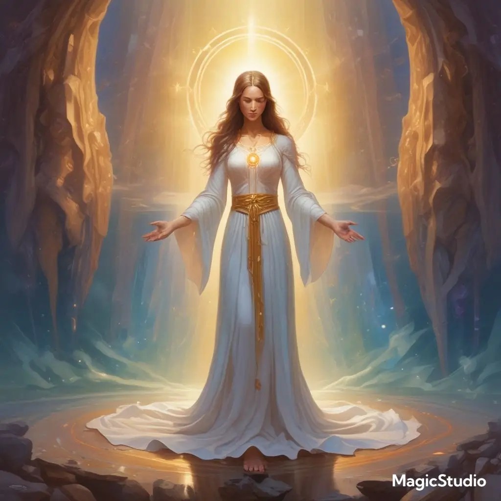 Mary Magdalen's spiritual wisdom guiding modern seeker to reclaim divine inner truth and spiritual heritage