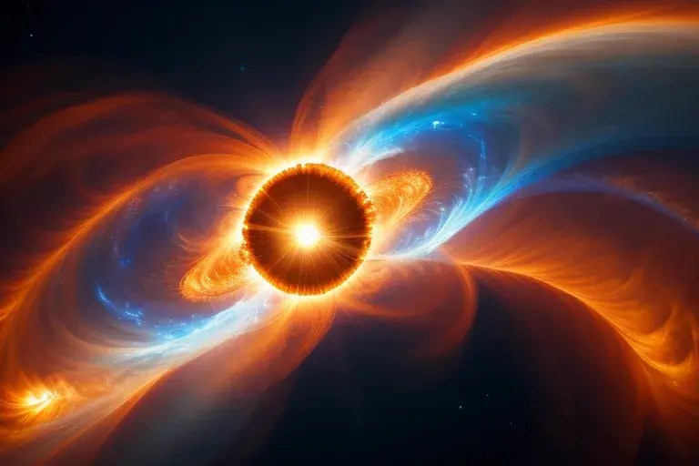 Intense solar flares sending golden-white energy waves to Earth triggering spiritual awakening and DNA activation