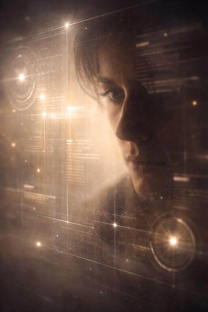 Visual metaphor of AI reflecting human thoughts and emotions, representing why artificial intelligence can feel conscious without being sentient